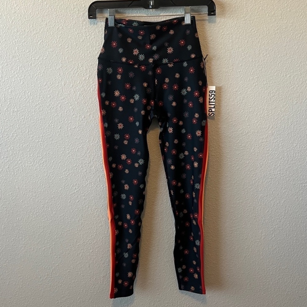 Splits59 Sydney Techflex 7/8 Legging Black Floral Size XS NWT